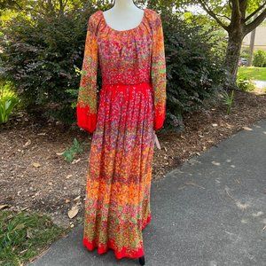 Vintage Lord & Taylor Floral Long Sleeve Maxi Dress
